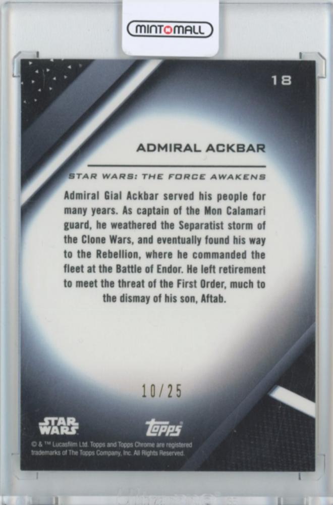 Mint Topps Star Wars Chrome Black Admiral Ackbar