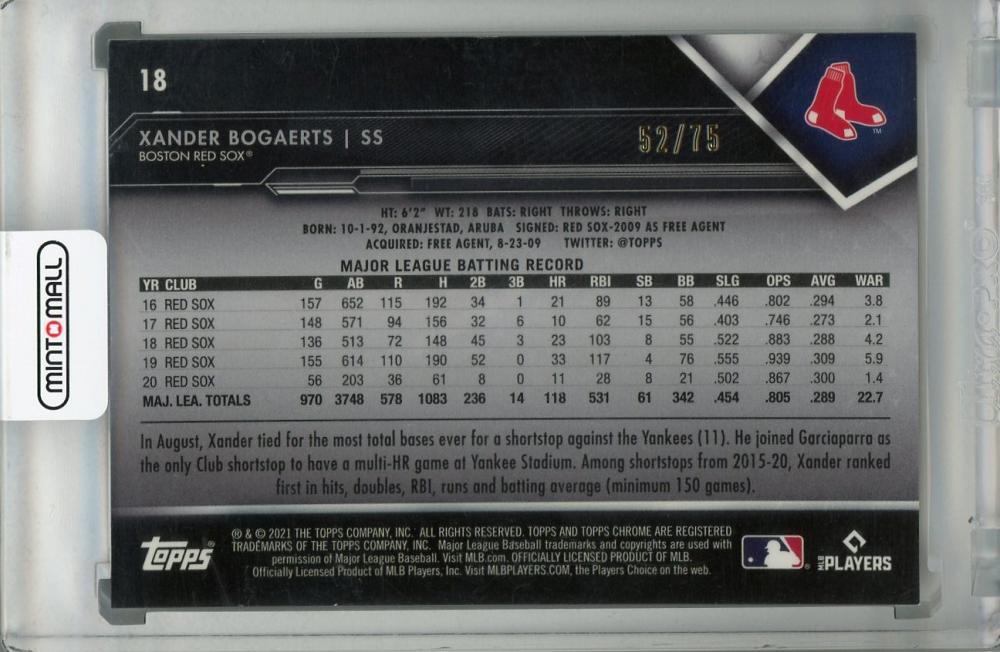 ミントモール MINT 浦和店 2021 Topps Chrome Black Boston Red Sox Xander