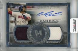 2019 Topps Museum Collection Cleveland Indians Carlos Santana Single-Player Signature Swatches Dual Relic Autographs #SSDA-CS 264/299