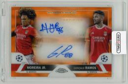 2022-23 TOPPS Chrome UEFA Club Competitions Chrome Dual Autograph Orange Lava Refractor SL Benfica Goncalo Ramos/Moreira Jr. DA-DG