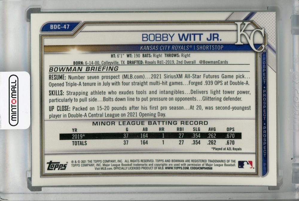 ミントモール MINT 浦和店 2021 Topps Bowman Draft Kansas City Royals Bobby