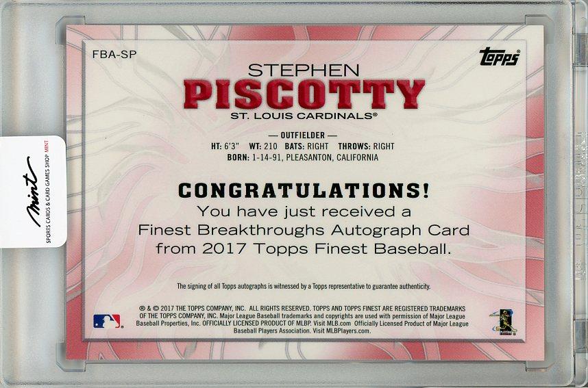 Mint Topps Finest Stephen Piscotty Autograph