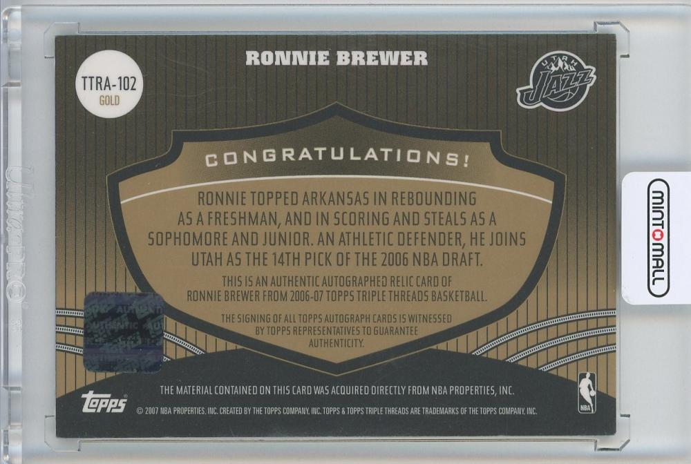 ミントモール MINT 広島店 キズ有2006 07 Topps Triple Threads Ronnie Brewer