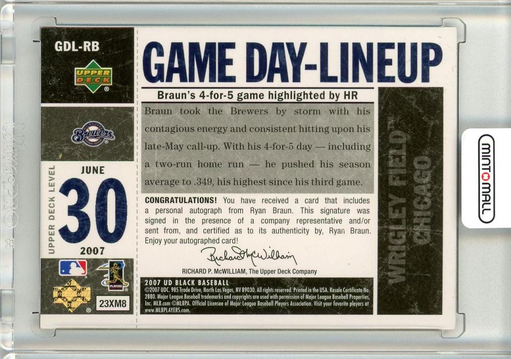 ミントモール MINT 立川店 2007 UPPER DECK BLACK BASEBALL Milwaukee Brewers