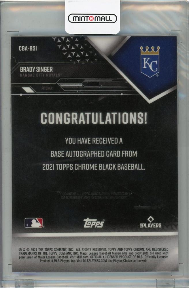 Mint Topps Chrome Black Kansas City Royals Brady