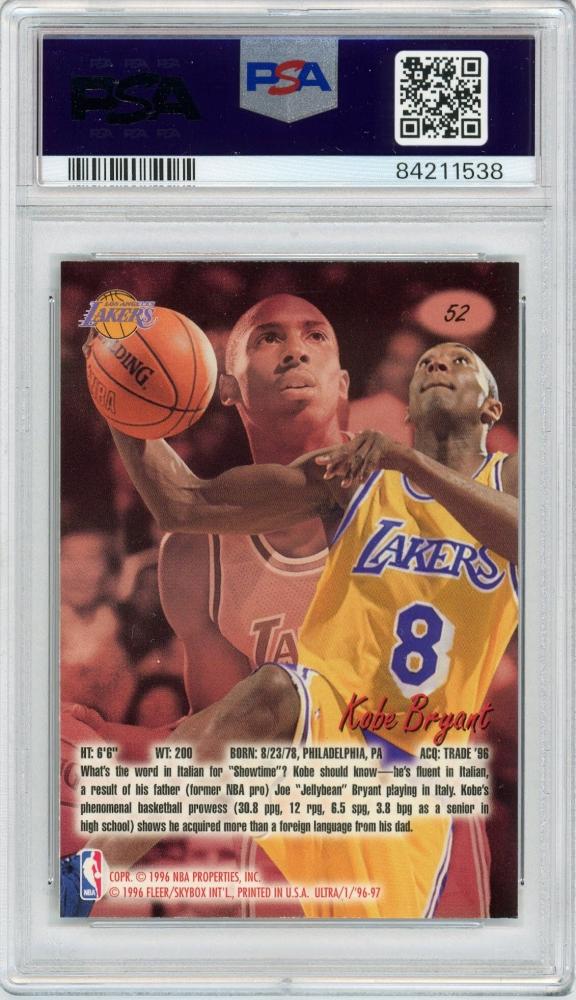 PSA9 96-97 Ultra Kobe Bryant #52 MINT Rookie Card RC コービー・ブライアント ルーキーカード 殿堂入り HpF