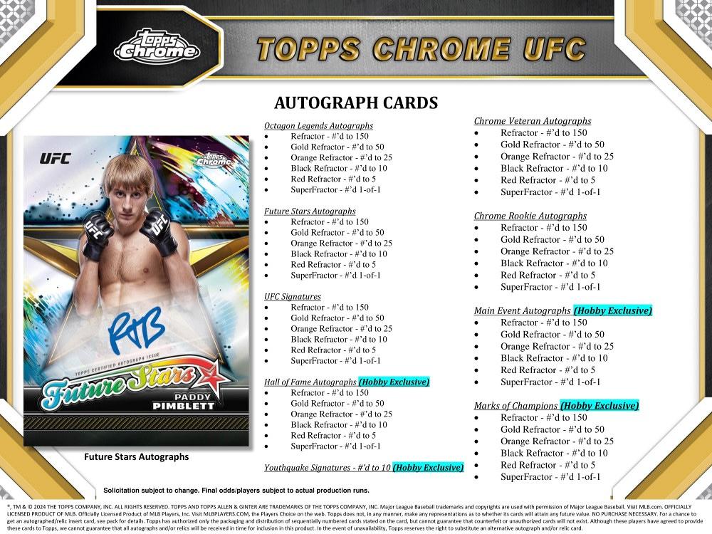 ミントモール / MINT-WEB店 (ボックス通販) / UFC 2024 TOPPS CHROME HOBBY