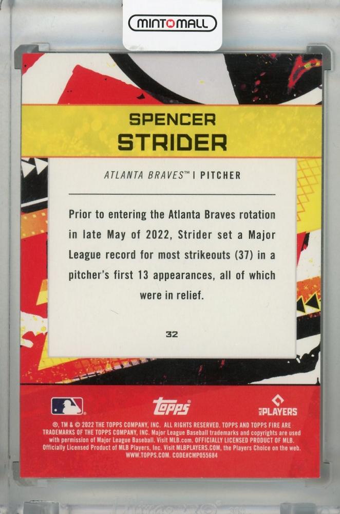 Atlanta Braves: Spencer Strider 2022 - Officially Licensed MLB