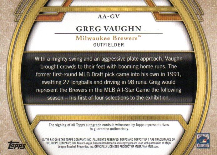 ミントモール Mint 梅田店 2015 Topps Tier One Greg Vaughn Autograph 093399