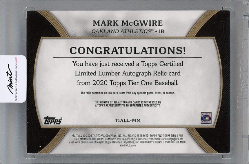 ミントモール / MINT 千葉店 / 2020 Topps Tier One Mark McGwire Limited Lumber