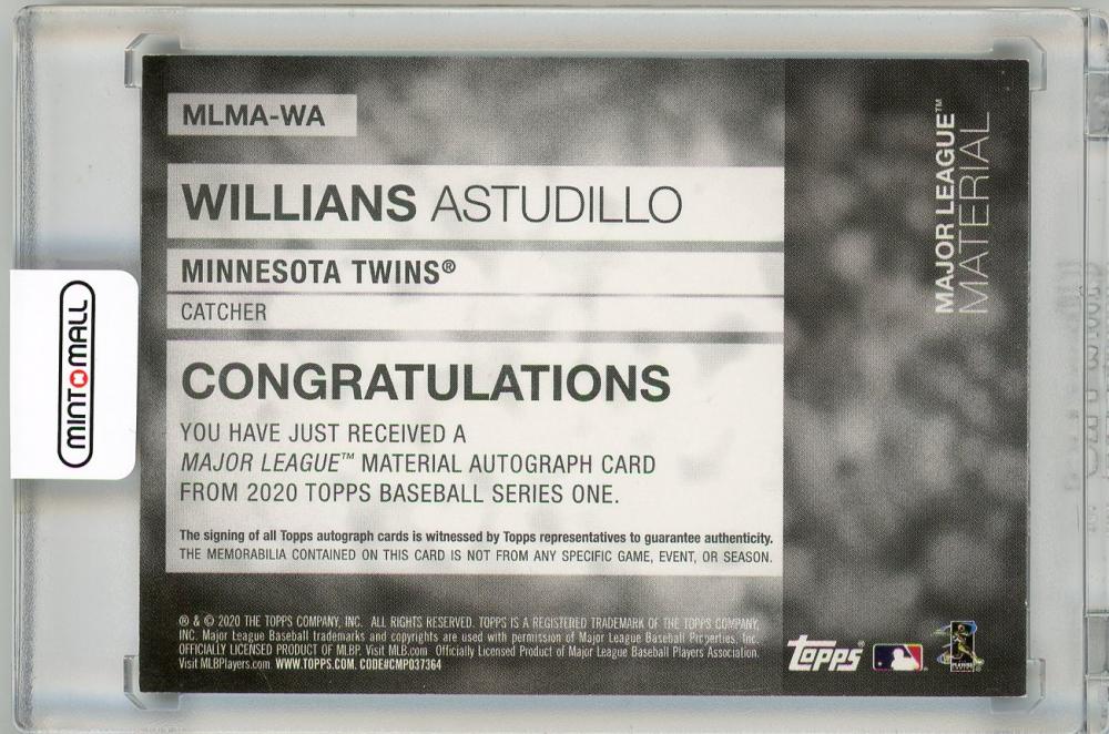 Willians Astudillo relic jersey patch baseball card 2020 Topps Allen  #FSRBWA