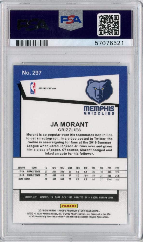 ミントモール Mint 福岡店 Psa10 2019 20 Panini Hoops Premium Stock Ja Morant Silver Laser 297 3689