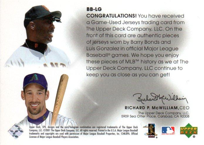 ミントモール / MINT 梅田店 / 2001 UPPER DECK SPx Barry Bonds u0026 Luis Gonzalez Game  Used Jerseys