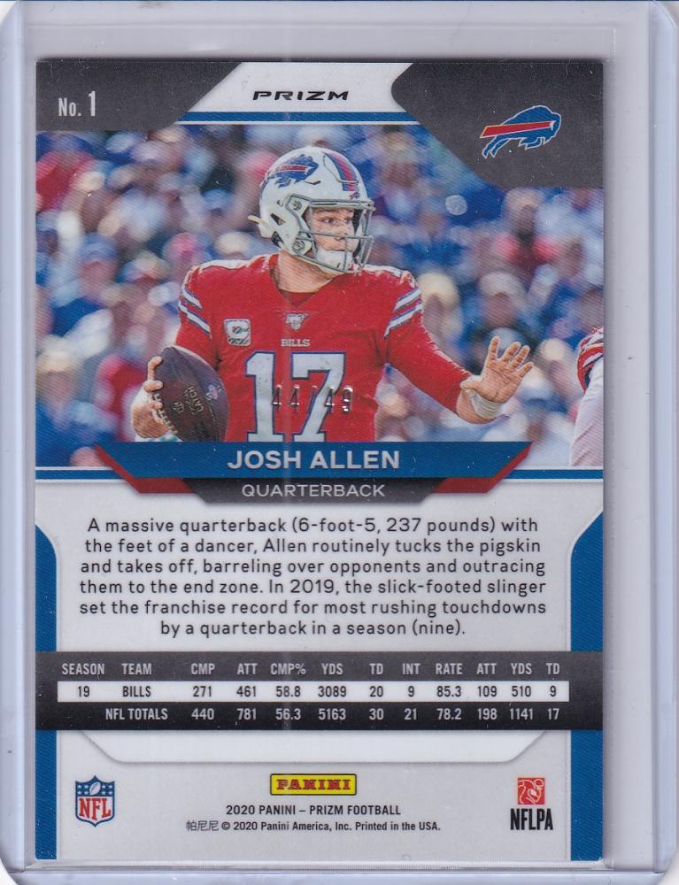 クリアランス特売中 NFL Josh Allen Select Panini ジョシュ アレン