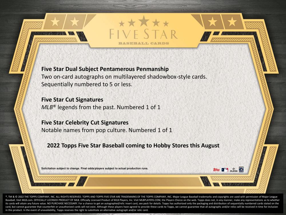 ミントモール / MINT-WEB店 / MLB 2022 TOPPS FIVE STAR BASEBALL HOBBY