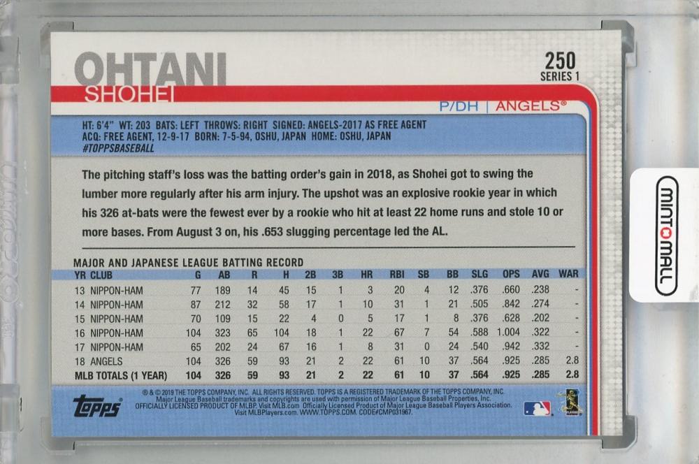  2019 Topps #250 Shohei Ohtani Baseball Card - Topps