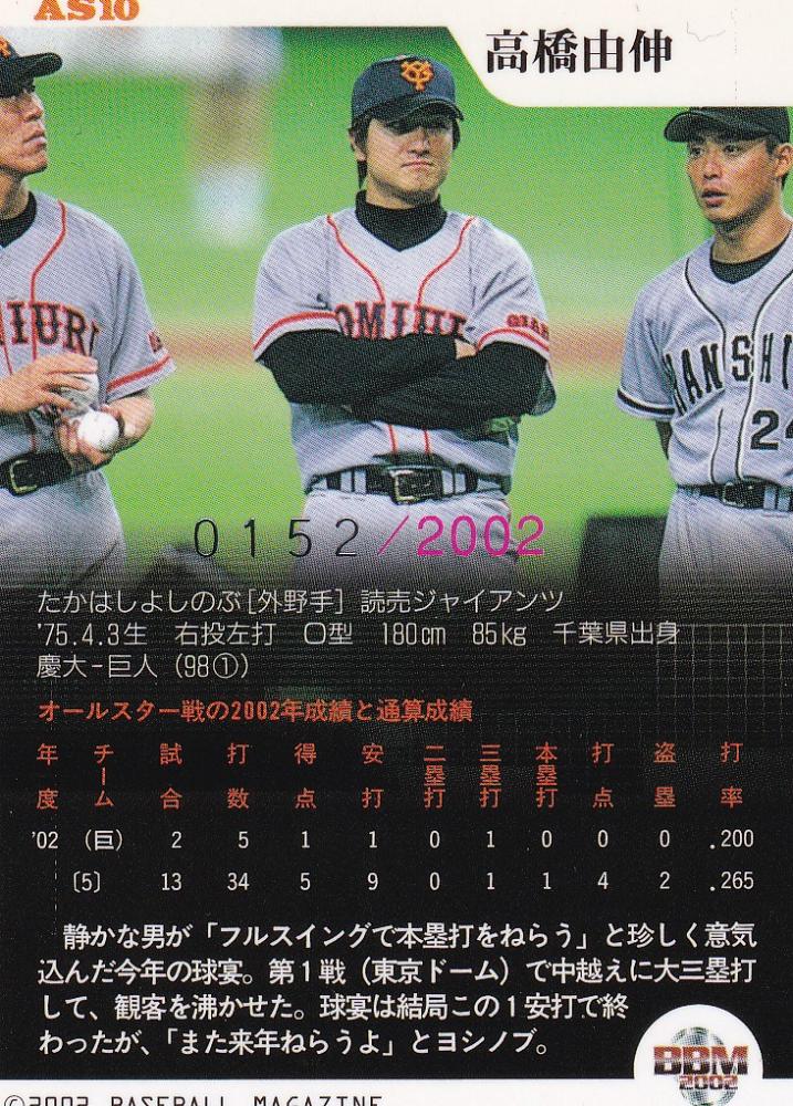 高橋由伸 BBM CROWN 2023 JET 24/25 ジャージー No.プロ野球