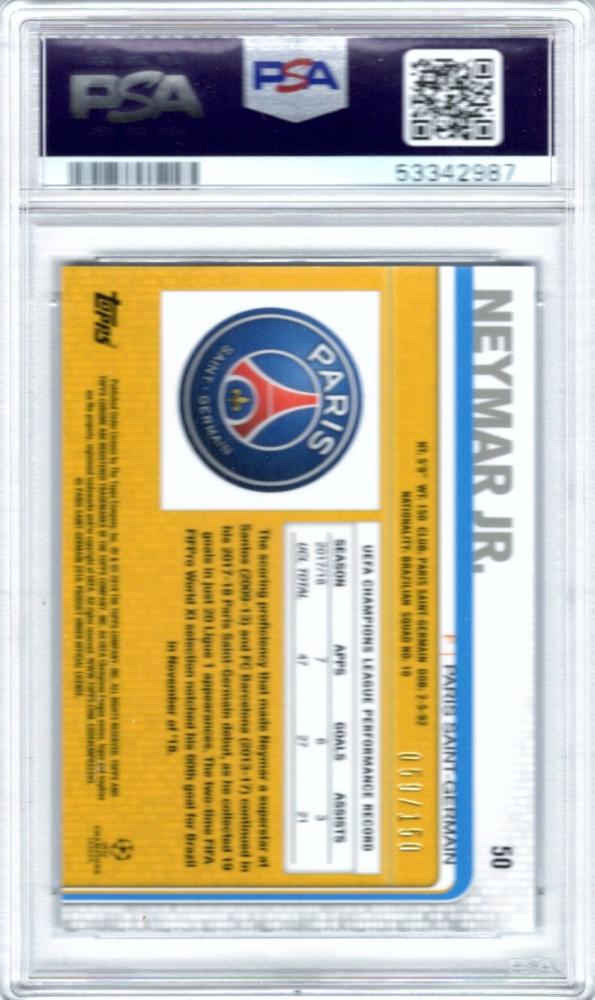 2018-19 Topps Chrome UCL - Blue Refractor #50 Neymar Jr /150