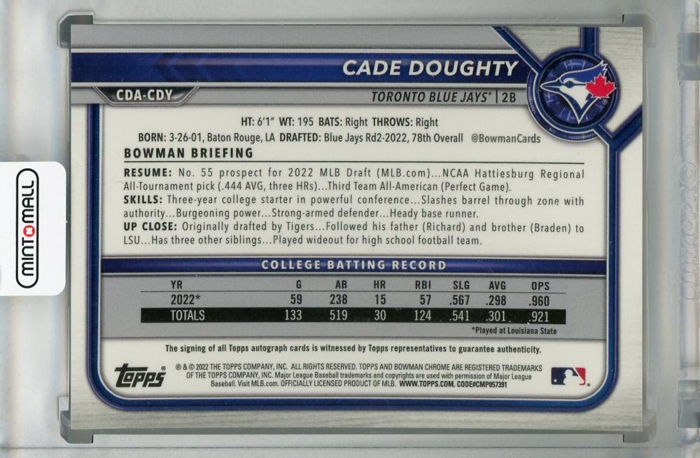 ミントモール / MINT 浦和店 / 2022 Topps Bowman Draft Toronto Blue Jays Cade