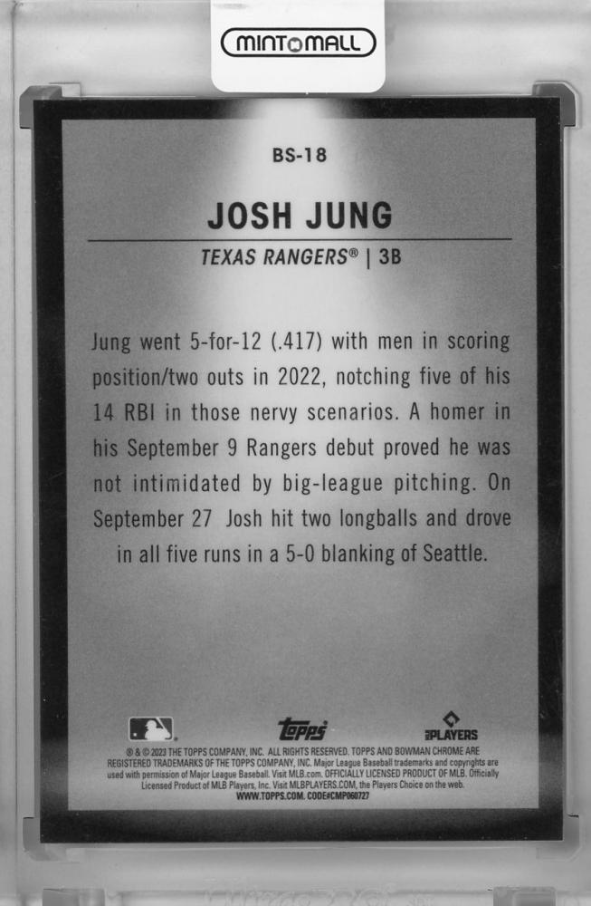 2023 Bowman Josh Jung Rookie RC - Texas Rangers