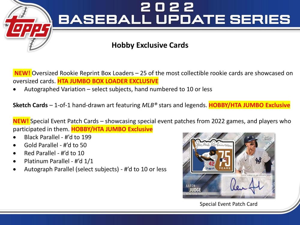 ミントモール / MINT-WEB店 / ◇予約◇MLB 2022 TOPPS UPDATE SEREIES BASEBALL HOBBY