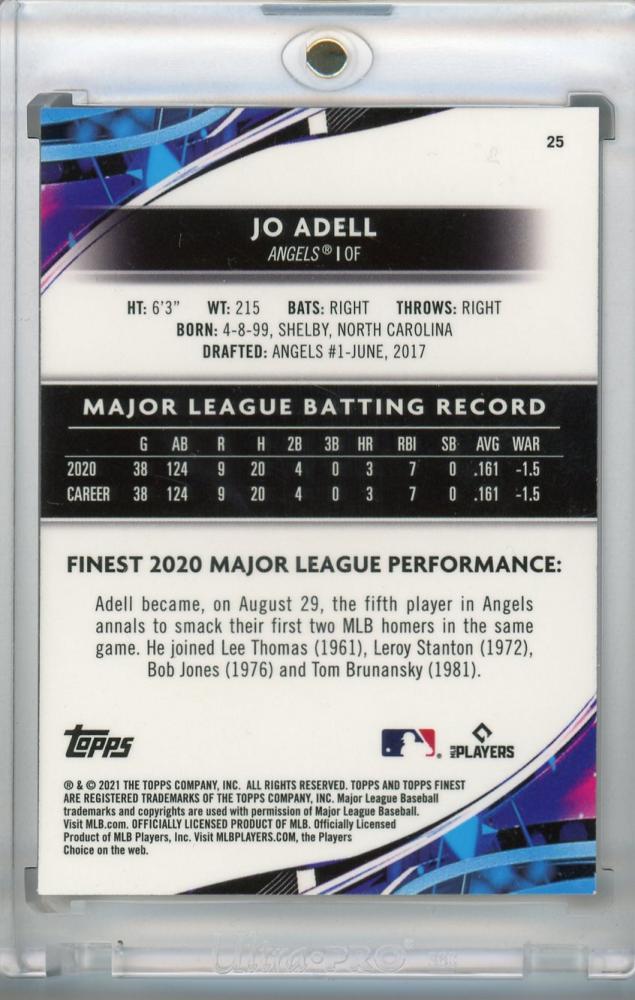 Mint Topps Finest Los Angeles Angels Jo Adell Base