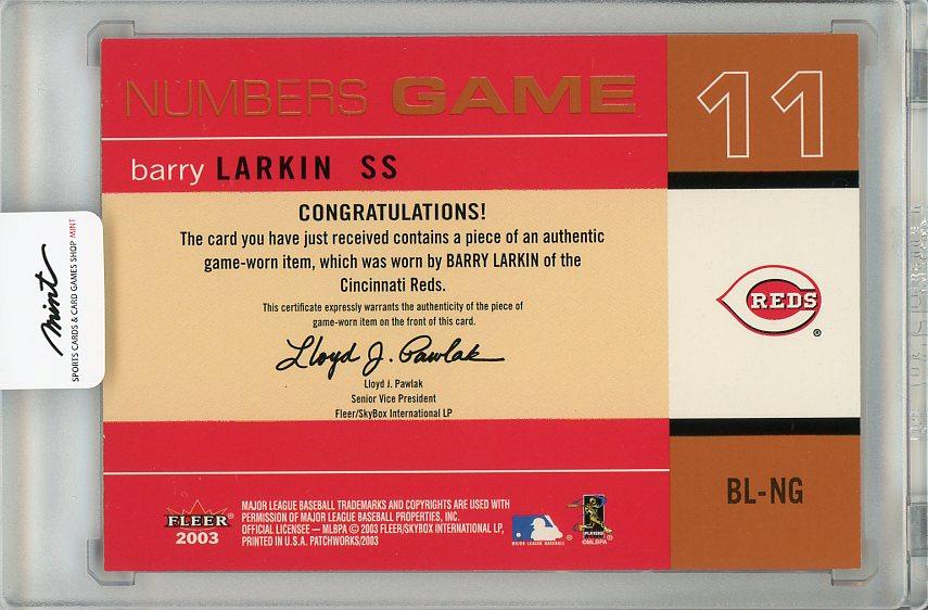 Barry Larkin 2003 Fleer Patchworks Game Worn Jersey Card