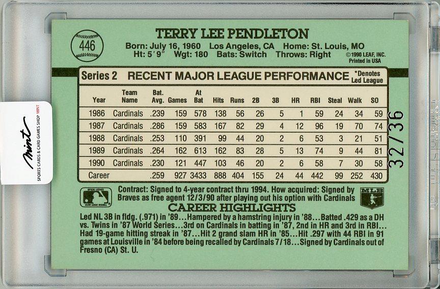 Terry Pendleton - 2004 Donruss Timelines AUTOGRAPH #d/21 (Braves)