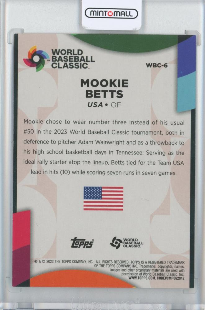 WBC-6 Mookie Betts Team USA 2023 Topps World Baseball Classic