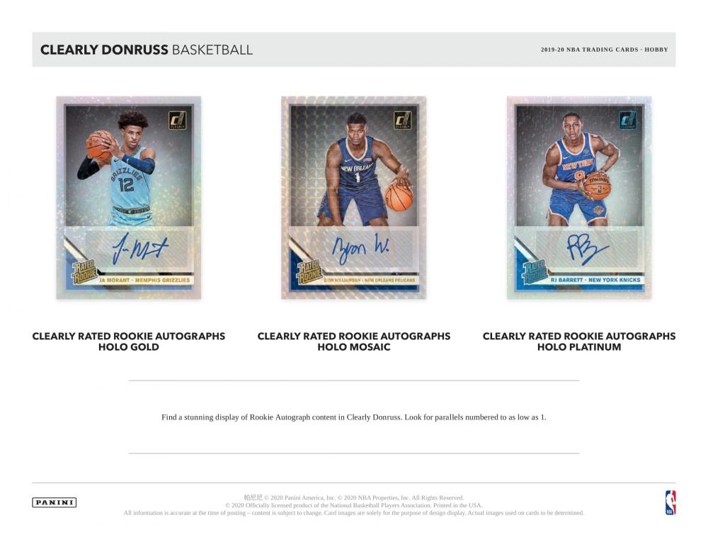 NBAカード 2019-20 Clearly Donruss 未開封Box