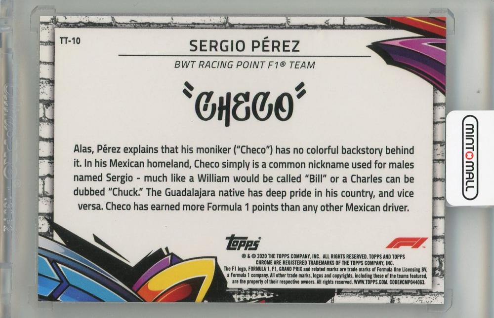 ミントモール / MINT 吉祥寺店 / 2020 TOPPS Chrome Formula 1 BWT Racing Point F1 Team Sergio  Perez Track Tags #TT10