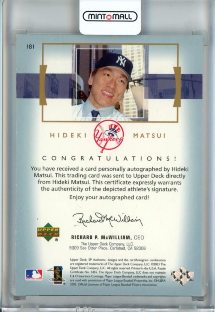 Hideki Matsui New York Yankees Autographed 2003 Upper Deck