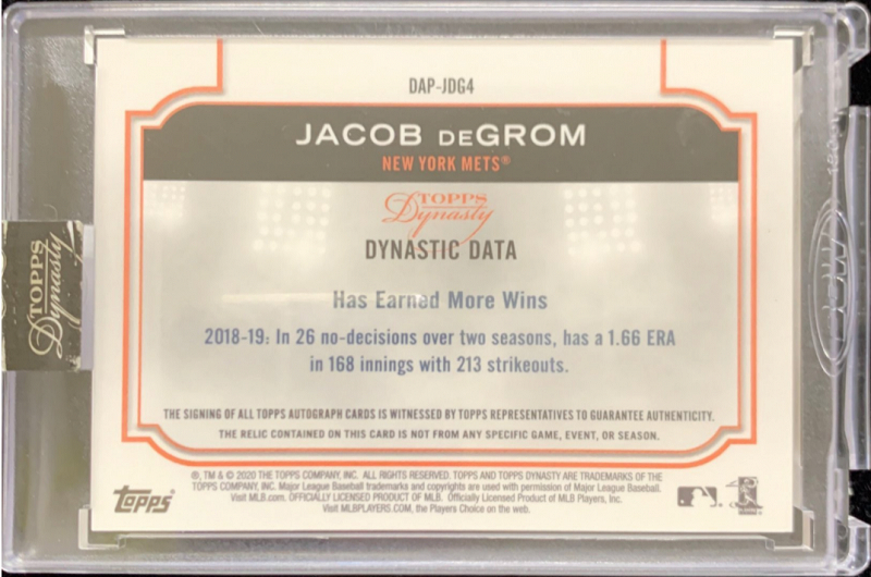 Mavin  2019 Topps Dynasty Jacob DeGrom Mets MLB Logoman Majestic